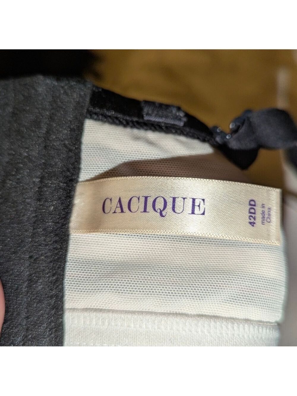Lane Bryant Cacique White Bra With Black And Pink Stripes Size 42DD - Picture 5 of 6